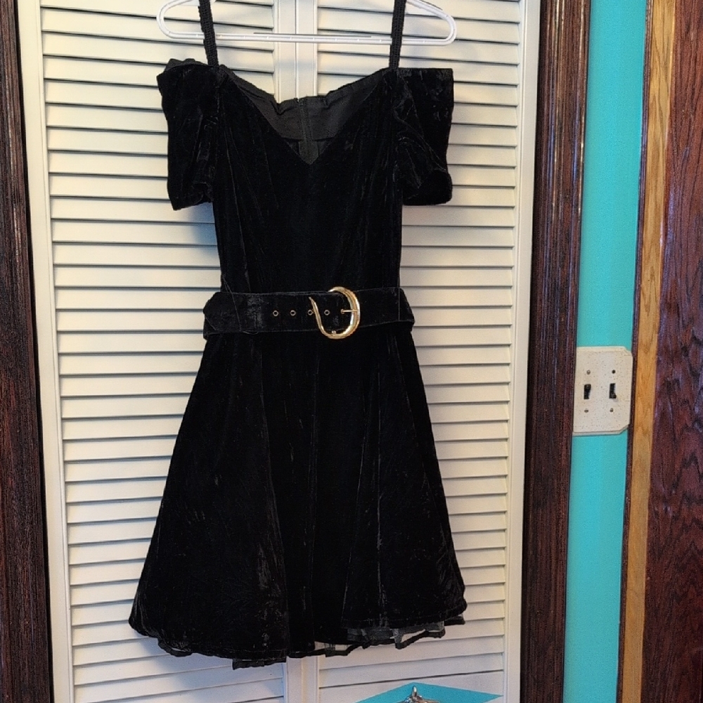 1980s Black Velvet Dress